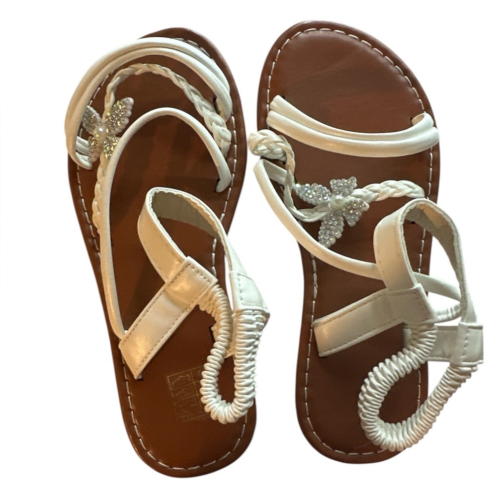 NWT,Tai Zhou Yaohong Trade Co. LTD, Kids Flat Sandals Size 11.5, White&Brown - Picture 3 of 4